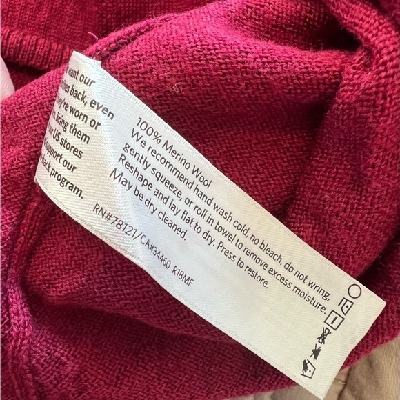 Eileen Fisher Maroon Red Merino Wool Cowl Neck Drape Oversized - Picture 14 of 15